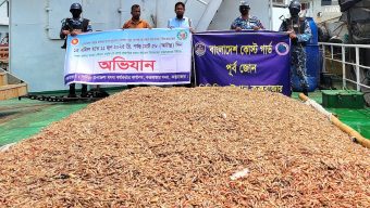 কক্সবাজারে কোস্ট গার্ড অভিযানে প্রায় সাড়ে ৭ লক্ষ টাকা মূল্যের ২ হাজার ৫ শত কেজি সামুদ্রিক মাছ জব্দ
