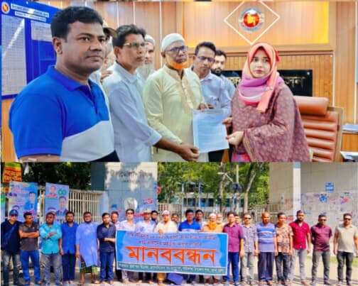 পাইকগাছায় খুচরা সার বিক্রেতা এ্যাসোসিয়েশনের মানববন্ধন ও স্মারকলিপি প্রদান