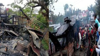 বাগেরহাটে আগুনে পুড়ে ছাই ৯ দোকান, অর্ধকোটি টাকার ক্ষতি।